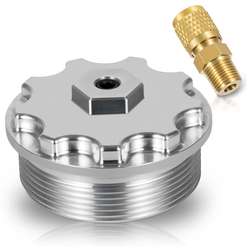 Camoo Fuel Filter Cap With Fuel Pressure Port Aluminum for 2003-2007 Ford Powerstroke Diesel 6.0L F250,F350,F450,F550,F650,F750,Excursion - Image 1